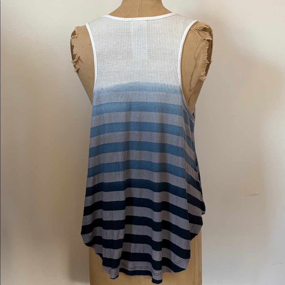Free People Blue Striped Sleeveless Raw Edge Top S - Picture 3 of 7
